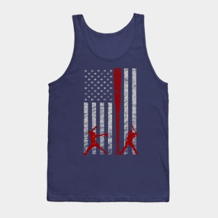 Fast Pitch Softball American Flag Patriotic Pitcher Batter Tank Top